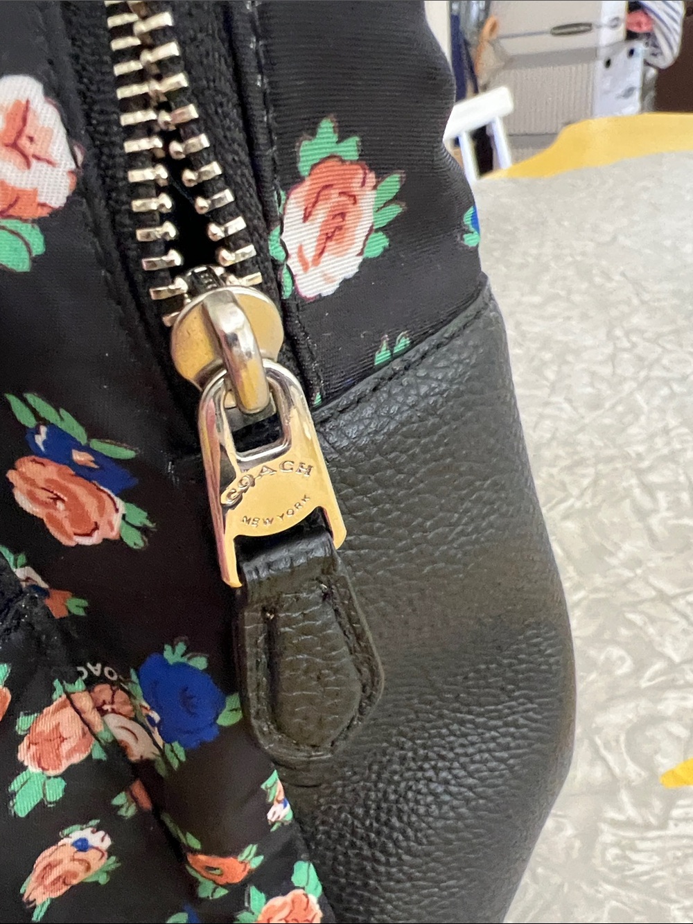 Coach Black Floral Backpack with Fox Patch and Blue Sunglasses - Picture 8 of 16